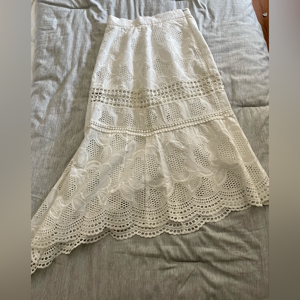 NICHOLAS high waisted embroidered skirt